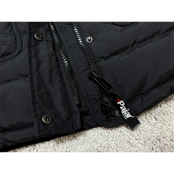 PAJAR Down Coat Puffer Jacket Hooded Pockets Global News Black Womens Medium - Picture 11 of 16